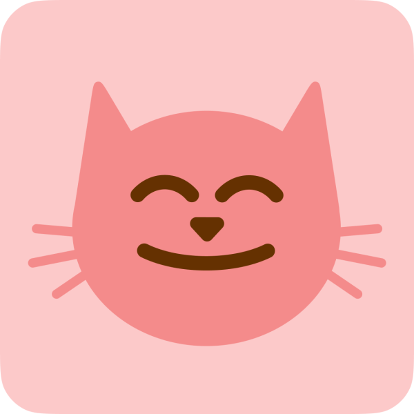 The Chum app logo features a brightly colored cartoon cat, with a smiling face and closed eyes. The cat face is positioned in front of a light pink background