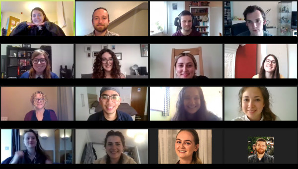 Screenshot image of Leeds Pint of Science team members on a Zoom video call